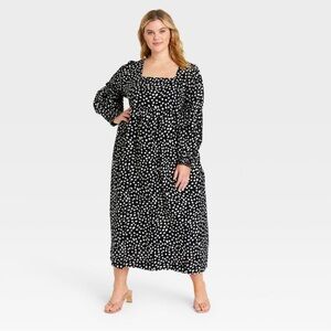 Who What Wear Black and White Spotted Dress